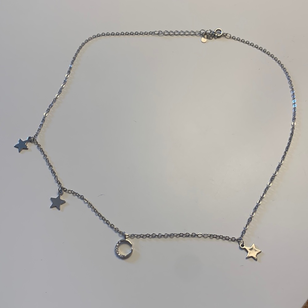 STERLING SILVER MOON AND STARS NECKLACE
